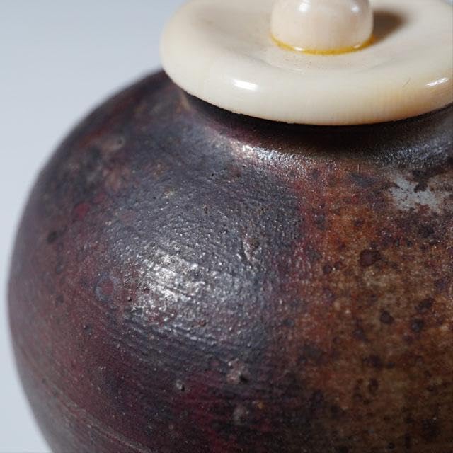 市野信水 丹波焼〆茶入 共箱 茶道具 茶器 濃茶 兵庫県 立杭道具